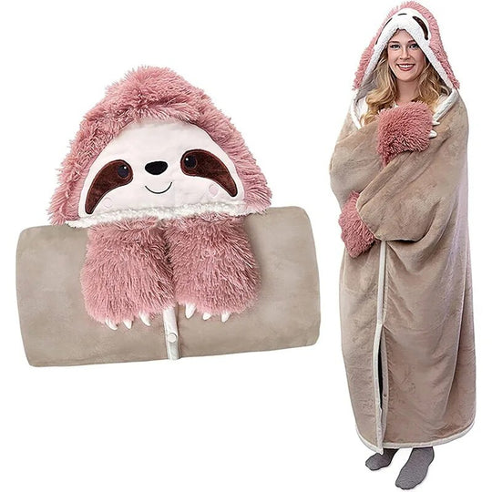 Winter Hooded Flannel Sloth Shaped Blanket-Deal Finds Daily