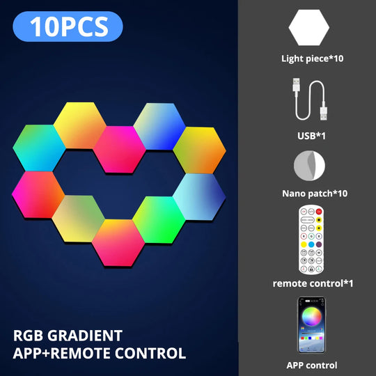 RGB Bluetooth LED Hexagon Wall Lights – Customizable Smart Ambience-Deal Finds Daily