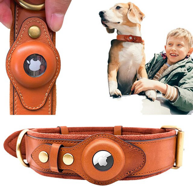 Leather AirTag Dog Collar-Deal Finds Daily