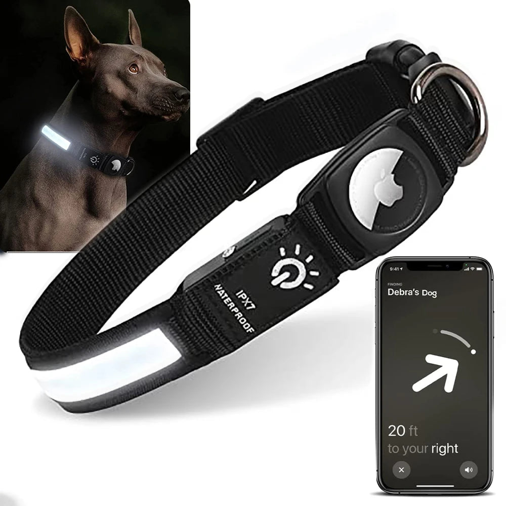 LED Dog Collar with AirTag Holder-Deal Finds Daily